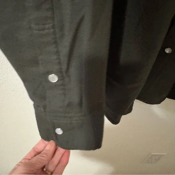 Poncho Laramie Western Performance Flannel Long Sleeve Pearl Snap Shirt Gray-XL - Picture 7 of 12
